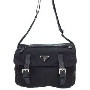 Prada Tessuto Crossbody messenger bag saffiano Leather Nero Black